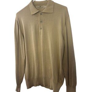 Pronto-Uomo Firenze Polo Sweater Mens Medium Blend Camel Beige Made In Italy